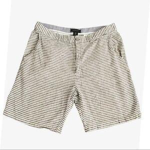 Tahari Gray and White Stripes Linen Unisex Shorts SZ 34